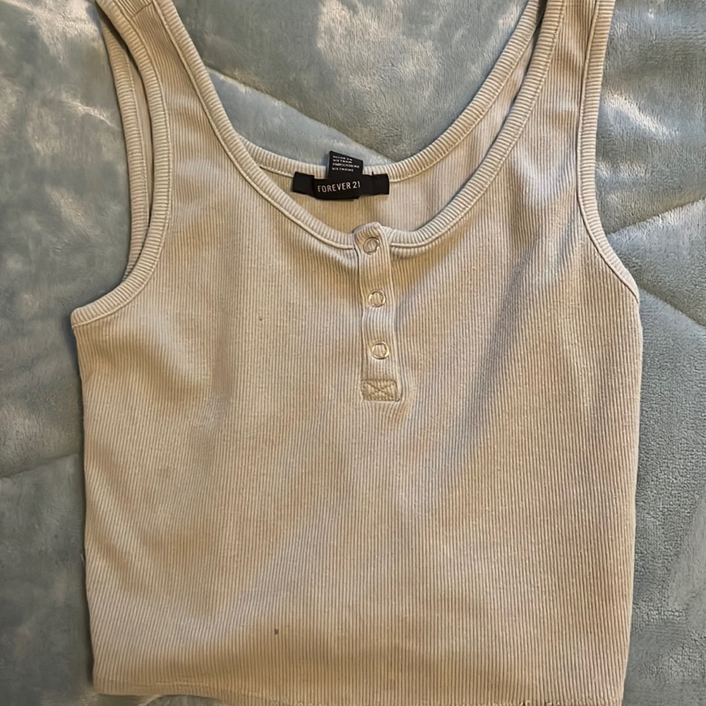 Forever 21 green button mini top